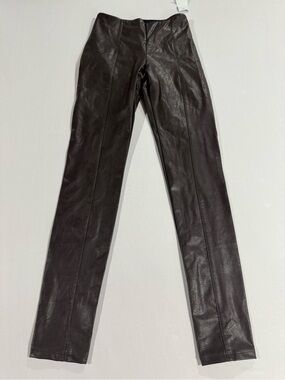 Lysse Women's Stretch Skinny Faux Leather Leggings Pants Espresso Brown New S
